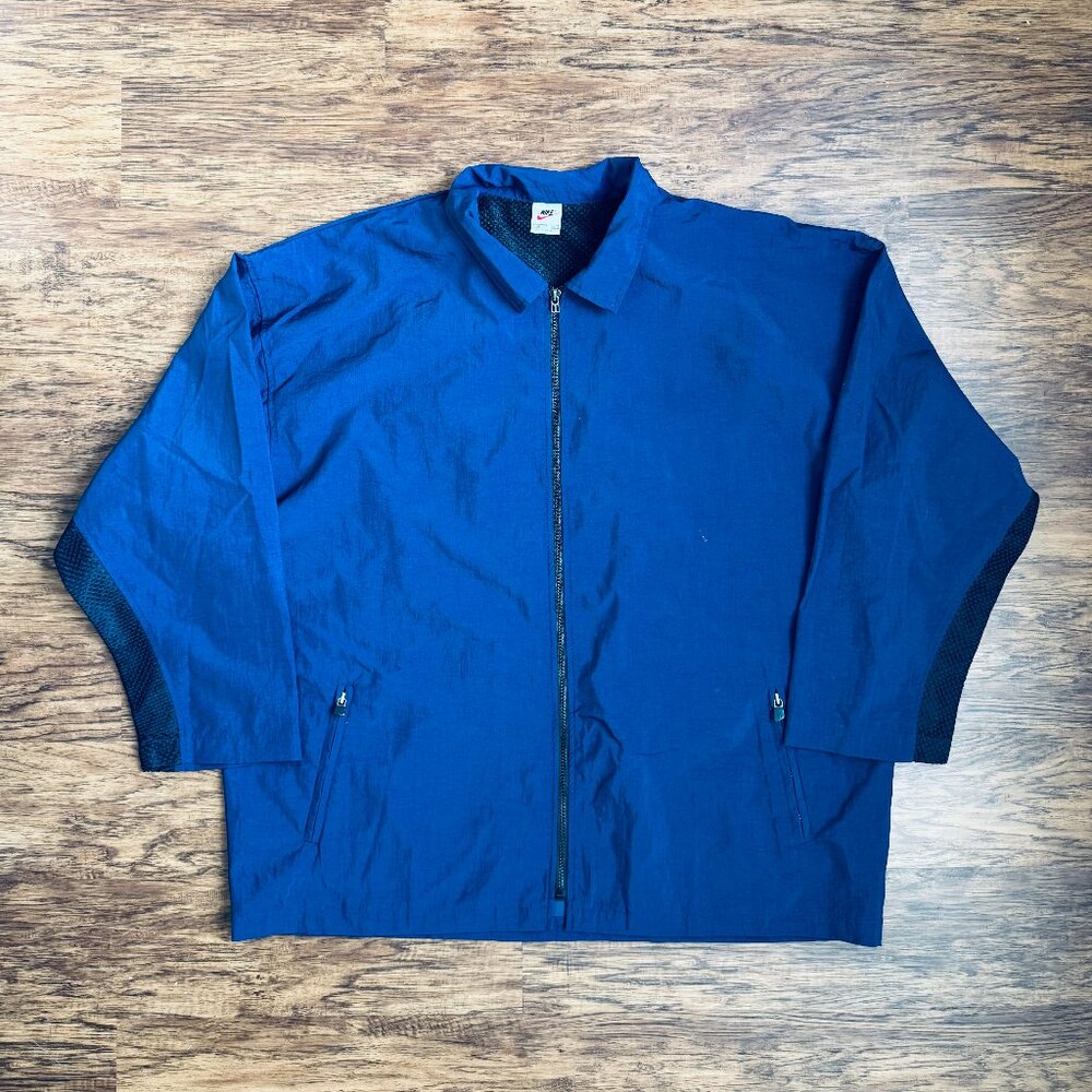 Vintage Nike Track Jacket Full Zip Men's XL Oversize Blue Vented Windbreaker